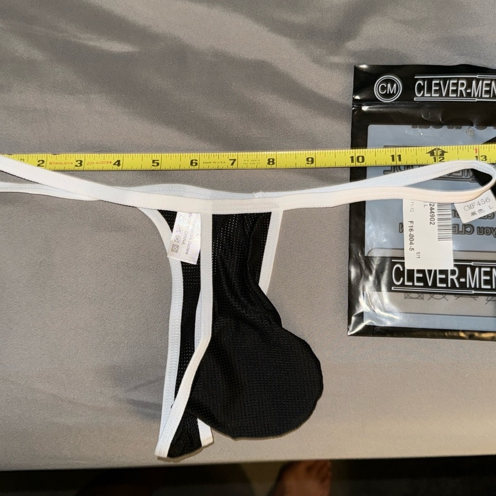 Men’s g string black and white Large new w package 13” waist